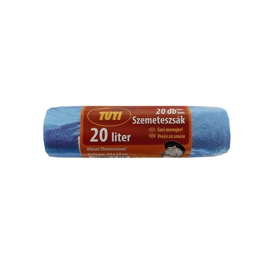 Vrecia na odpadky, 20 l, 20 ks, 50x50 cm, 9 µ, TUTI, modrá