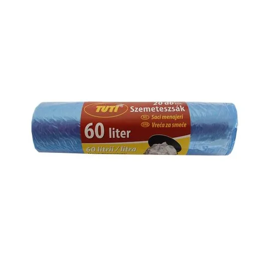 Vrecia na odpadky, 60 l, 20 ks, 55x65 cm, 9 µ, TUTI, modrá