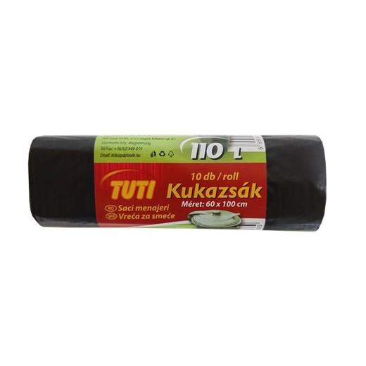 Vrecia na odpadky, 110 l, 10 ks, 60x110 cm, 17 µ, TUTI, čierna