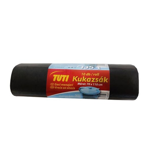 Vrecia na odpadky, 135 l, 10 ks, 70x110 cm, 17 µ, TUTI, čierna