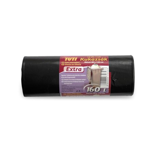 Vrecia na odpadky, 160 l, 10 ks, 80x120 cm, 30 µ, TUTI "Extra", čierna
