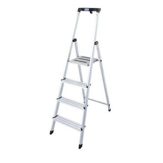 Jednostranný schodík, 4 priečky, hliníkový, KRAUSE "Safety"