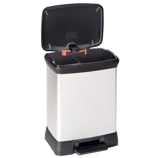 Odpadkový kôš, s pedálom, plastový, duo, 10+18 l, CURVER, sivá/čierna