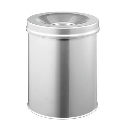 Odpadkový kôš, ohňovzdorný, kovový, okrúhly, DURABLE "Safe", strieborná