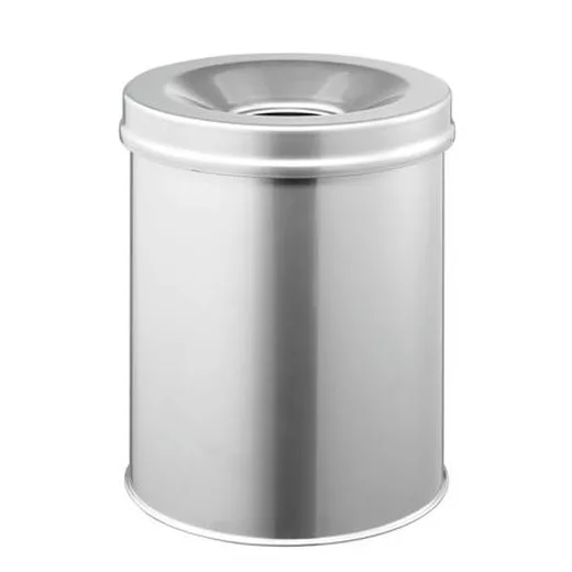 Odpadkový kôš, ohňovzdorný, kovový, okrúhly, DURABLE "Safe", strieborná