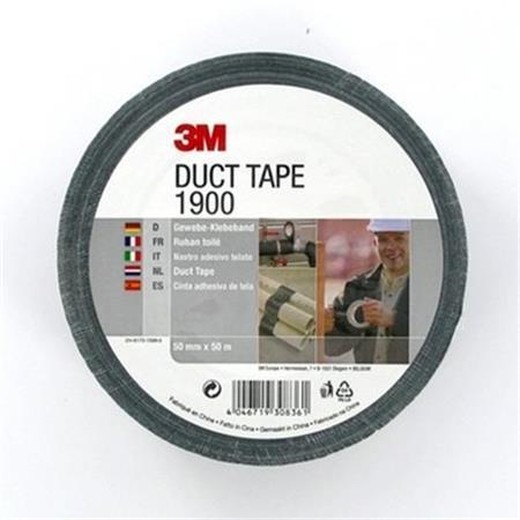 Lepiaca páska, tkanina, 50 mmx50 m, 3M "Duct Tape 1900", čierna, 24 kotúčov