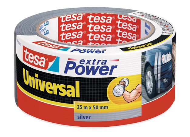 Textilná páska, 50 mm x 25 m, TESA "extra Power", strieborná