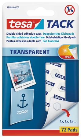 Samolepiace vankúšiky, obojstranné, 72 ks, TESA "Tack", priesvitná