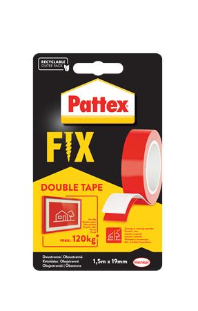Lepiaca páska, obojstranná, 19 mm x 1,5 m, HENKEL "Pattex Fix 120 kg", piros