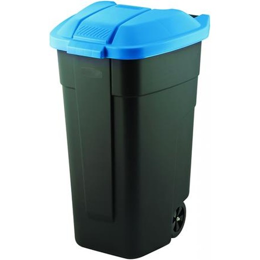 Odpadkový kôš, s kolieskami, plastový, 110 l, CURVER, modrá/čierna