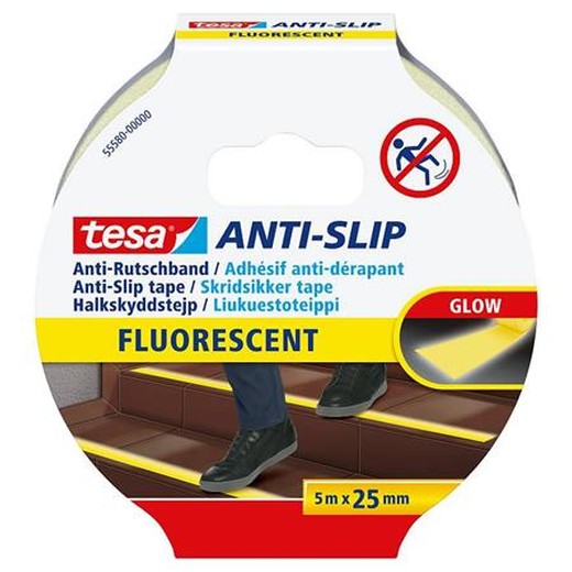Protišmyková páska, 25 mm x 5 m, TESA "Anti-Slip", fluoreskujúca