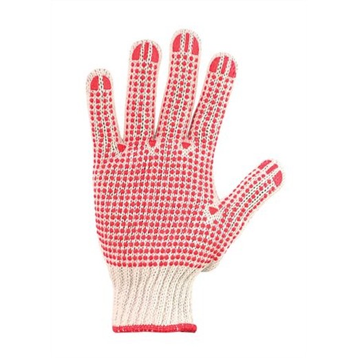 Ochranné rukavice, polyester/bavlna, s protišmykovými bodkami