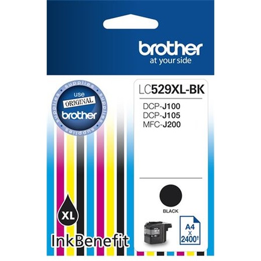 LC529XLB Náplň k tlačiarni DCP-J100, J105, BROTHER čierna, 2400 strán