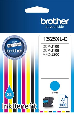 LC525XLC Náplň k tlačiarni DCP-J100, J105, BROTHER modrá, 1300 strán