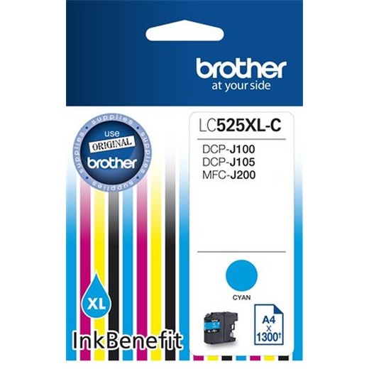 LC525XLC Náplň k tlačiarni DCP-J100, J105, BROTHER modrá, 1300 strán
