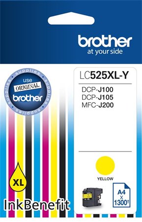 LC525XLY Náplň k tlačiarni DCP-J100, J105, BROTHER žltá, 1300 strán