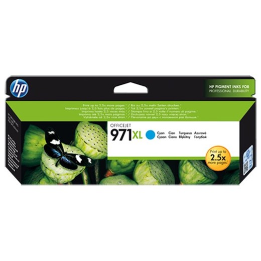 CN626AE Náplň pre OfficeJet Pro X 451, 476, 551, 576 tlačiarne, HP 971 xl, cyan, 6,6 k