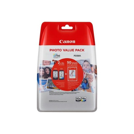PG-545XL/CL546XL náplň multipack k tlačiarňam  Pixma MG2450, 2550, CANON, b+c + GP501 (50 strán 10x15) papier