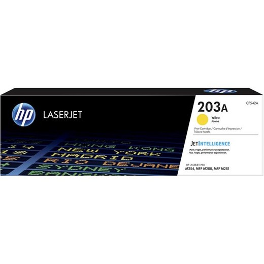 CF542A Toner k tlačiarňam HP ColorLaserJet Pro MFP M280nw, MFP M281fdn, MFP M281fdw, HP 203A žltý 1,3k