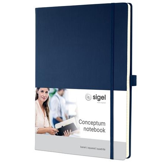 Zápisník, exkluzívny, A4, štvorčekový, 97 strán, tvrdá obálka, SIGEL "Conceptum", modrá