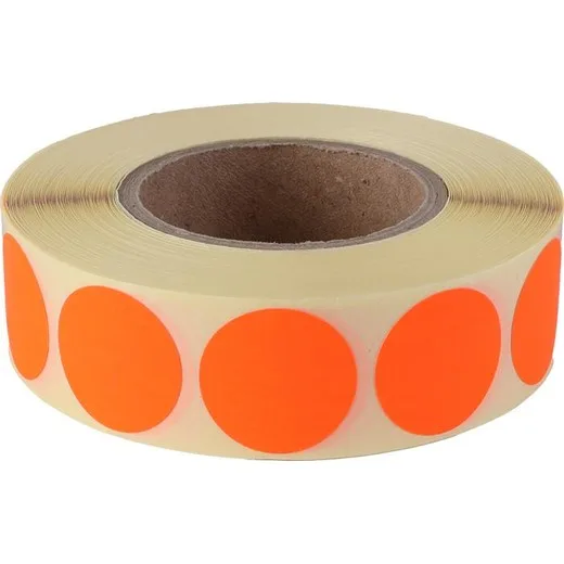 Etikety, 20 mm, okrúhle, 1000 etikiet/kotúč, fluo červená