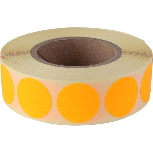 Etikety, okrúhle, 20 mm, 1000 etikiet/kotúč, oranžová