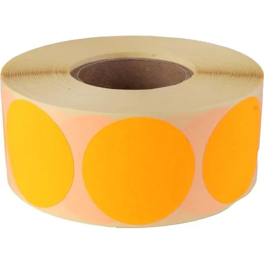 Etikety, 38 mm kruh, 1000 etikiet/kotúč, oranžové
