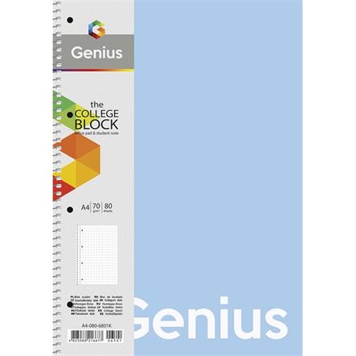 Špirálový zošit, štvorčekový, A4, 80 listov, PP obal, SHKOLYARYK "Genius Pastel", mix