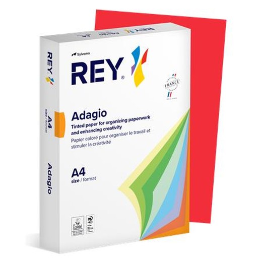 Kopírovací papier, farebný, A4, 80 g, REY "Adagio", intenzívna červená