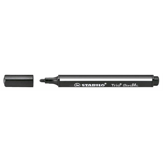 Fixka, 1,5-2 mm, pohyblivý hrot, STABILO "Trio Scribbi", čierna