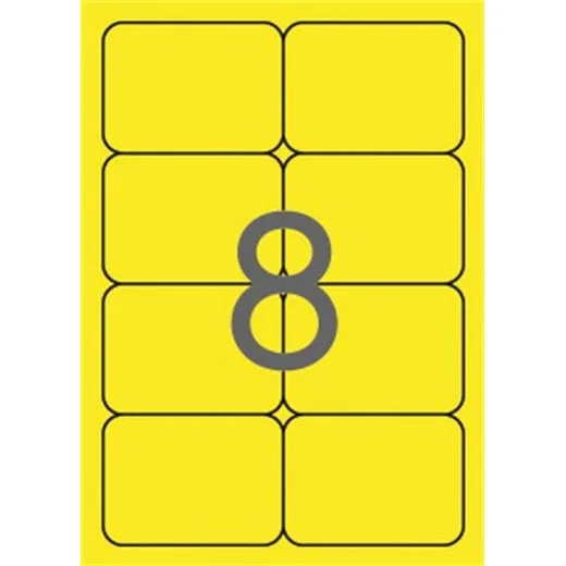 Etikety, 99,1x67,7 mm, farebné, zaoblené rohy, APLI, neónové žlté, 160 etikiet/bal