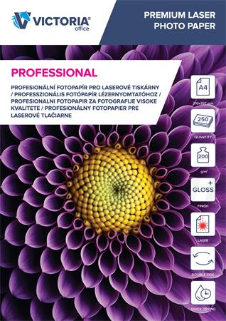 Fotopapier, pre laserovú tlač, A4, 200 g, lesklý, obojstranný, VICTORIA PAPER "Professional"