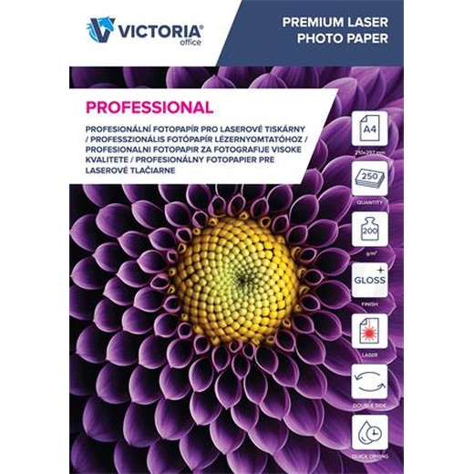 Fotopapier, pre laserovú tlač, A4, 200 g, lesklý, obojstranný, VICTORIA PAPER "Professional"