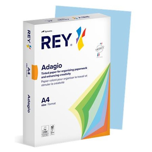 Kopírovací papier, farebný, A4, 80 g, REY "Adagio", pastelová modrá