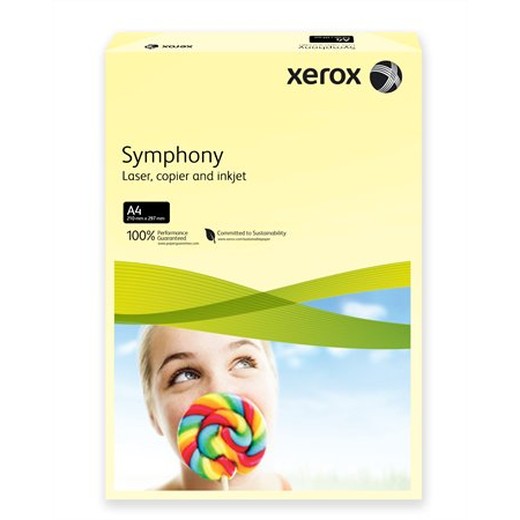 Kancelársky papier, farebný, A4, 80 g, XEROX "Symphony", svetložltý (pastelový)