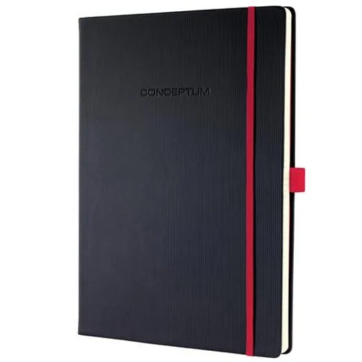 Zápisník, exkluzívny, A4, linajkový, 97 strán, tvrdá obálka, SIGEL "Conceptum Red Edition", čierno-červená