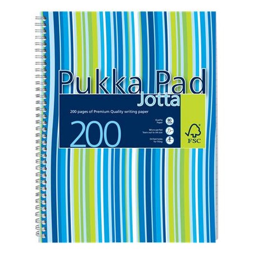 Špirálový zošit, A4+, linajkový, 100 strán, PUKKA PAD "Stripe Jotta"