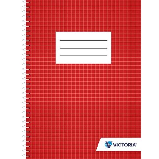 Špirálový zošit, A5, 70 listov, štvorčekový, VICTORIA PAPER