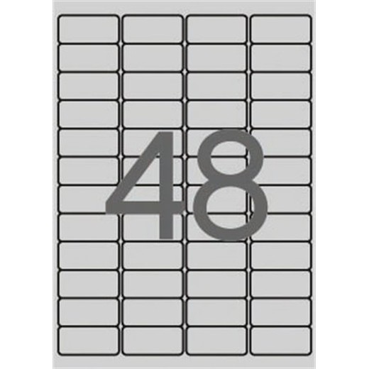 Etikety, 45,7x21,2 mm, polyester, odolné voči poveternostným podmien., zaoblené rohy, APLI, strieborné, 4800 etikiet/bal