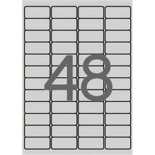 Etikety, 45,7x21,2 mm, polyester, odolné voči poveternostným podmien., zaoblené rohy, APLI, strieborné, 4800 etikiet/bal