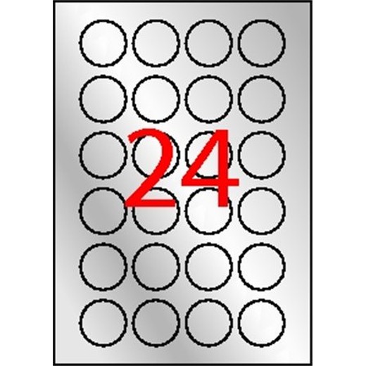 Etikety, okrúhle, priemer: 40 mm, polyester, odolné voči poveternostným podmienkam, APLI, strieborné, 480 etikiet/bal