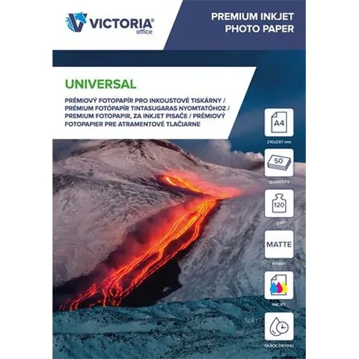 Fotopapier, pre atramentovú tlač, A4, 120 g, matný, VICTORIA PAPER "Universal"