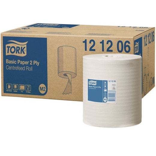 Papierové utierky, kotúčové, so stredovým odvíjaním, 2-vrstvové, M2 systém, Universal, TORK, biela