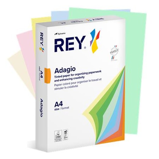 Kopírovací papier, farebný, A4, 80 g, 5x100 listov, REY "Adagio", mix pastelových farieb