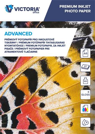 Fotopapier, pre atramentovú tlač, A6, 180 g, lesklý, VICTORIA PAPER "Advanced"