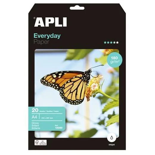 Fotopapier, k atramentovým tlačiarňam, A4, 180 g, lesklý, APLI "Everyday"