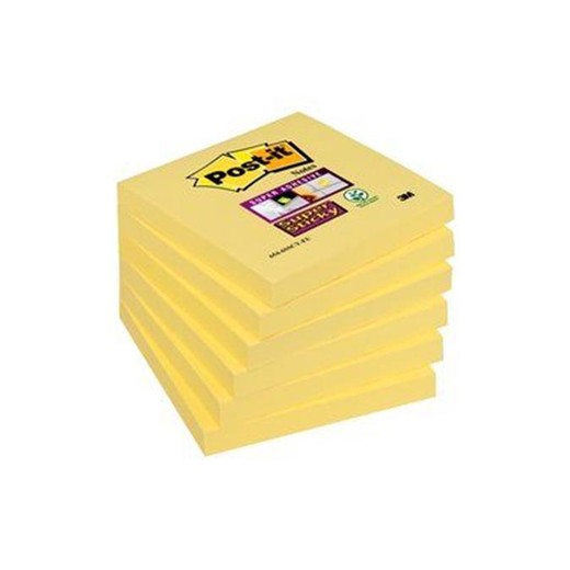 Samolepiaci bloček, 76x76 mm, 90 listov, 3M POSTIT "Super Sticky", žltý