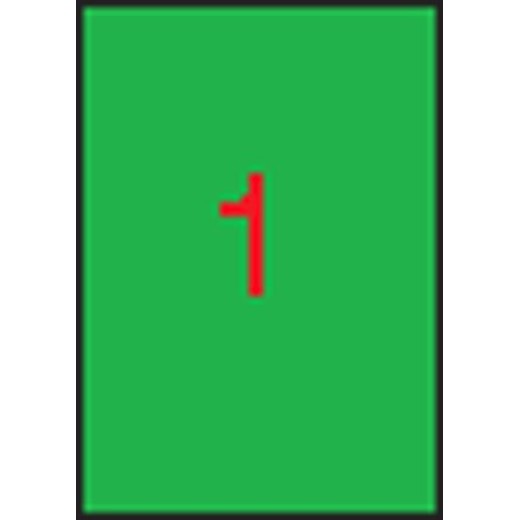 Etikety, 210x297 mm, farebné, APLI, neónové zelené, 100 etikiet/bal