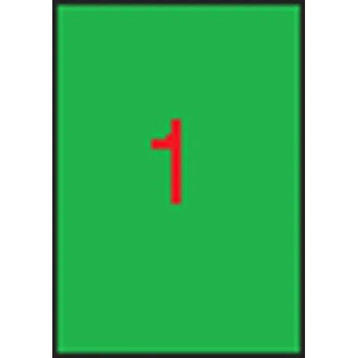 Etikety, 210x297 mm, farebné, APLI, neónové zelené, 100 etikiet/bal