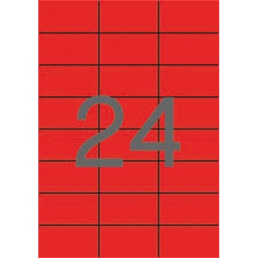 Etikety, 70x37 mm, farebné, APLI, červené, 2400 etikiet/bal